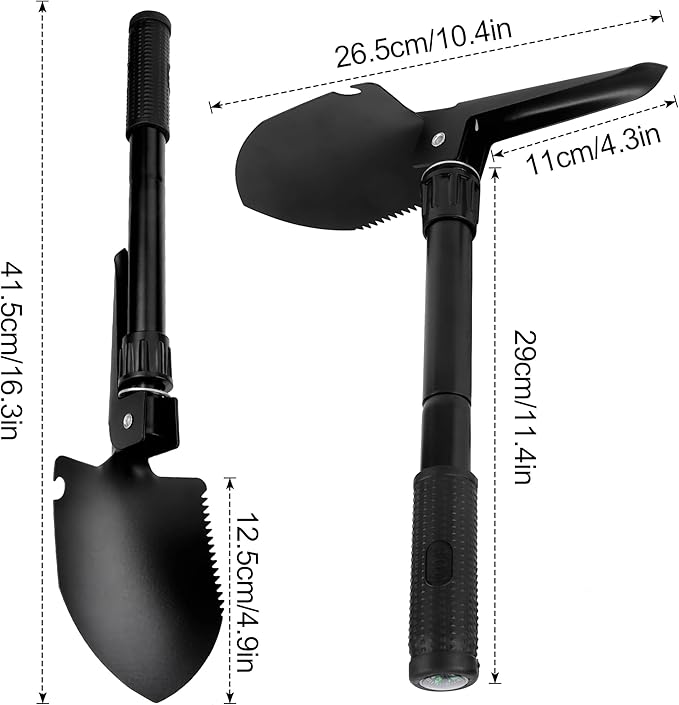 Military Pala Pieghevole, Pieghevole Militare Multifunzionale Badile Vanga Kit Mini Spade in Acciaio Portatile Vanga per Campeggio,Saccopelismo, Giardinaggio