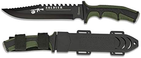 Albainox - 32405, Soldier, coltello con lama da 19 cm, per la caccia, la pesca, il campeggio, le attività all’aperto, di sopravvivenza e il bushcraft, con portabottiglie