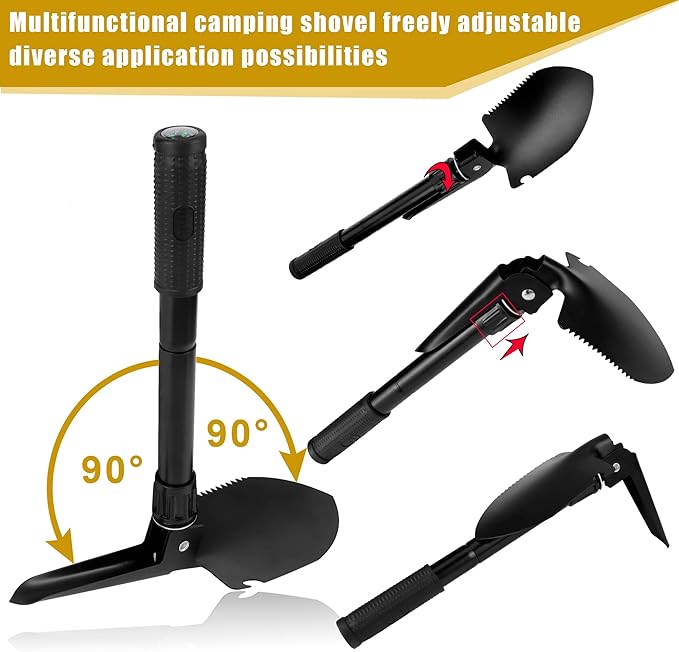 Military Pala Pieghevole, Pieghevole Militare Multifunzionale Badile Vanga Kit Mini Spade in Acciaio Portatile Vanga per Campeggio,Saccopelismo, Giardinaggio