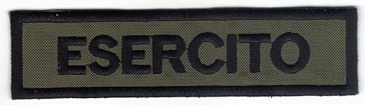 Patch ESERCITO cm 12 x 3 su verde militare toppa ricamata ricamo -106d