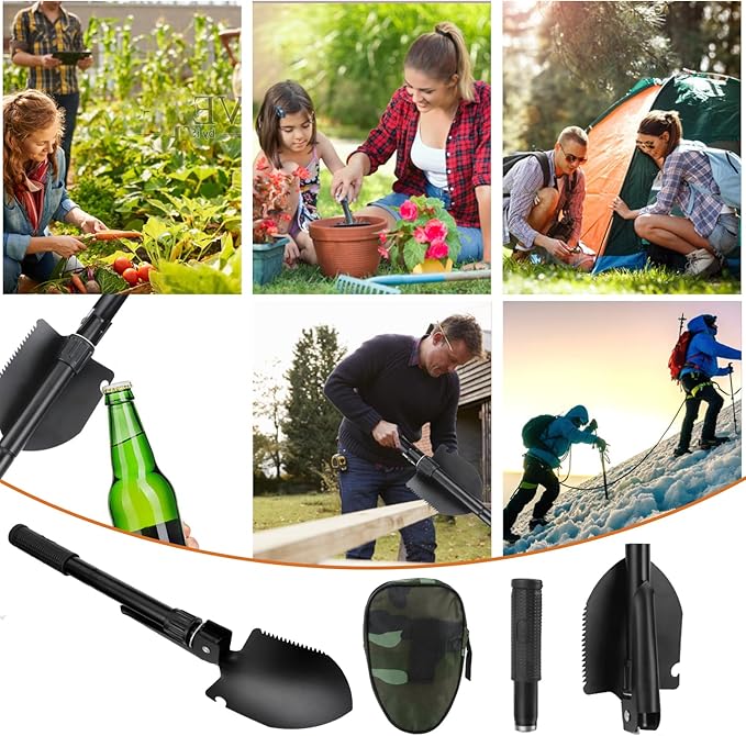 Military Pala Pieghevole, Pieghevole Militare Multifunzionale Badile Vanga Kit Mini Spade in Acciaio Portatile Vanga per Campeggio,Saccopelismo, Giardinaggio