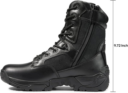 NORTIV 8 Uomo Stivali Militari da Lavoro Tattici da Uomo Escursionismo Pelle Anfibi Stivali da Combattimento