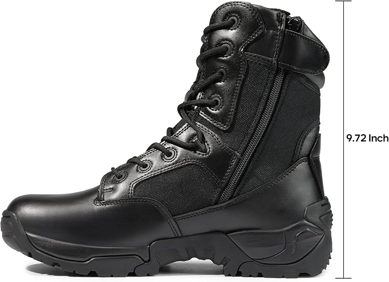 NORTIV 8 Uomo Stivali Militari da Lavoro Tattici da Uomo Escursionismo Pelle Anfibi Stivali da Combattimento