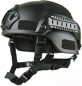 ROKFSCL Casco tattico leggero militare stile militare SWAT Combat per esterni Airsoft Paintball CS Game CQB Tiro sicurezza copricapo (nero)